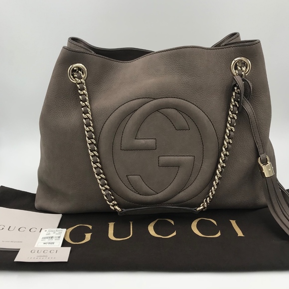 Gucci Handbags - Authentic Gucci Soho Taupe Leather Tote